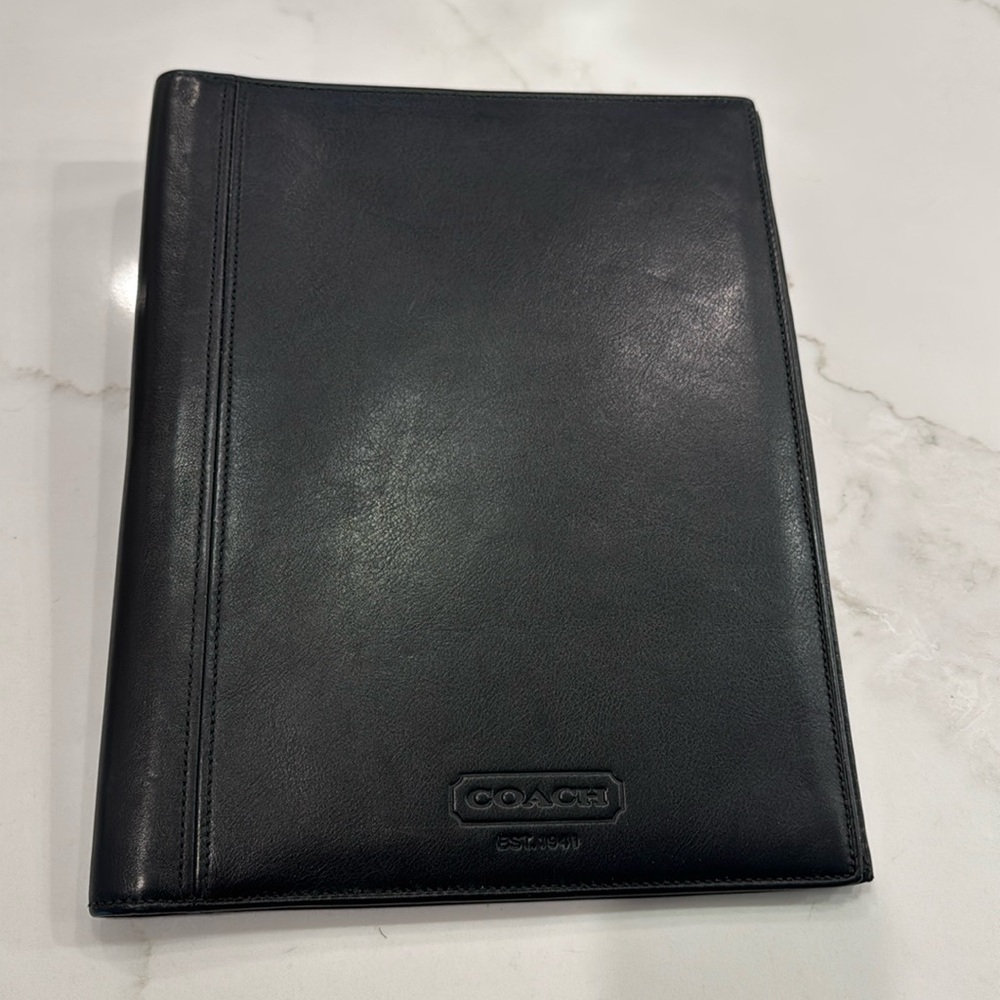 Coach Black Leather Padfolio Folder